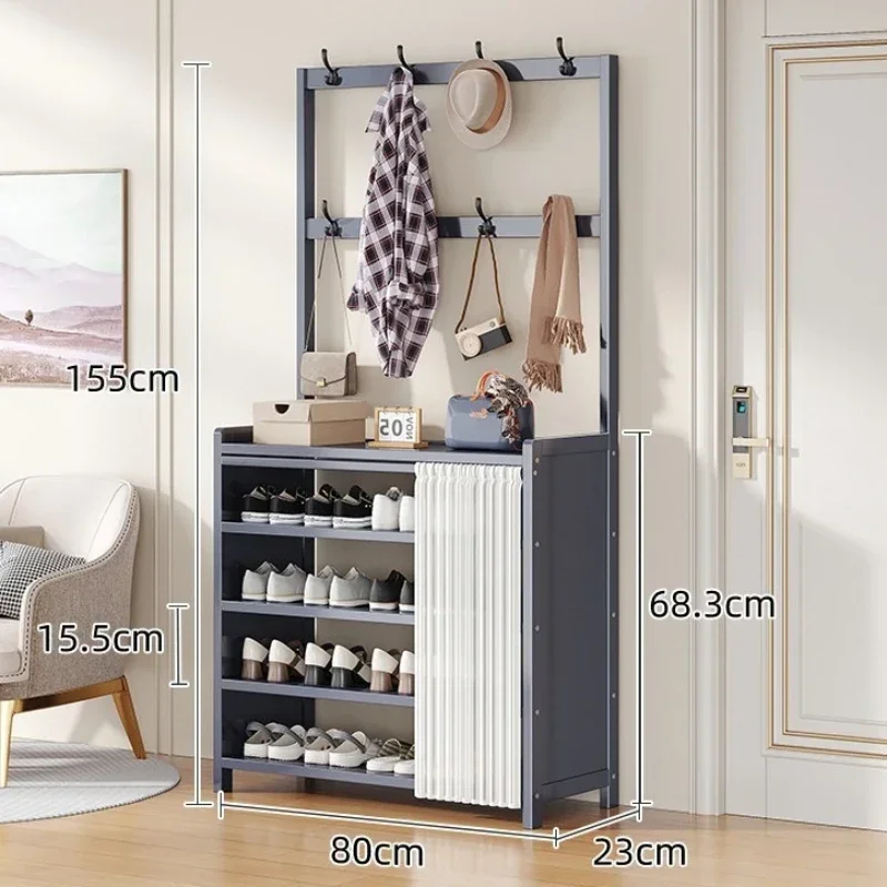 

Floor-to-ceiling coat rack in the foyer Hanging rack Multi-layer door Nanzhu shoe rack integrated household goods