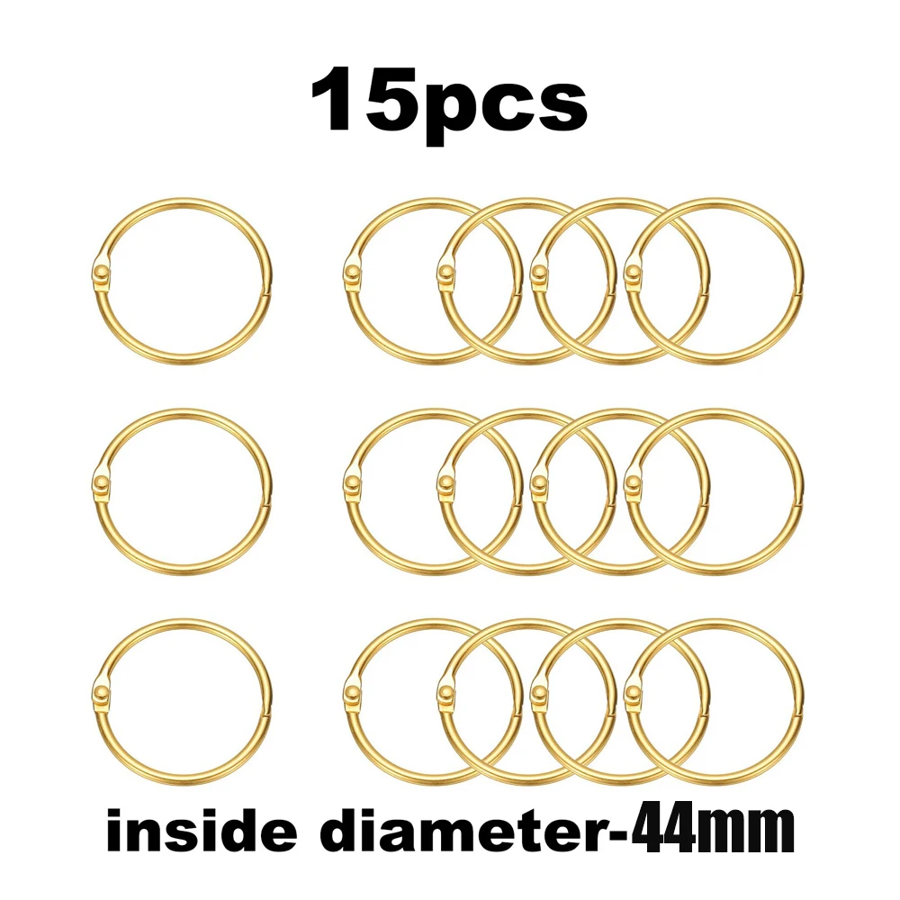 15 Stuks Goud Metalen Ringband Set 15/20/30/44 Mm Diy Losbladige Boek Hoepel Open Office binding Levert Album Fijne Schrijven Gereedschappen
