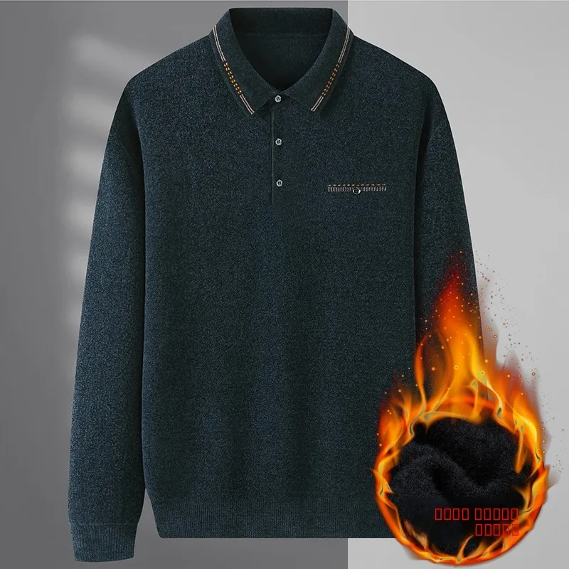 

Thiened Fce Men's Knitted Sweater Stand Collar Base irt plus Size Warmth Middle-Aged Dad Sweater Faion Urban Sle