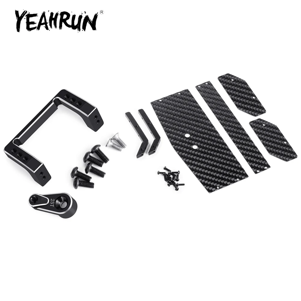 YEAHRUN Carbon Fiber Rear Wing Spoiler Plate/ Alu Servo Arm Mount for LOSI 1/16 Mini-B 2WD RC Buggy Truck Model Upgrade Parts