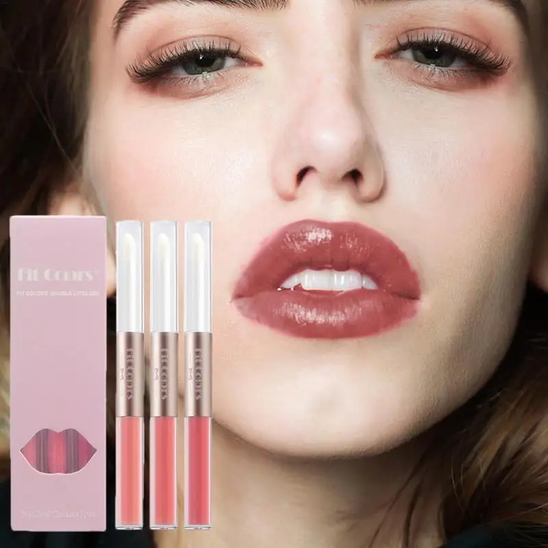 Dubbele Kop Lipgloss Sexy Rode Lip Make-Up Spiegel Water Gloss Lip Glazuur Matte Lippenstift