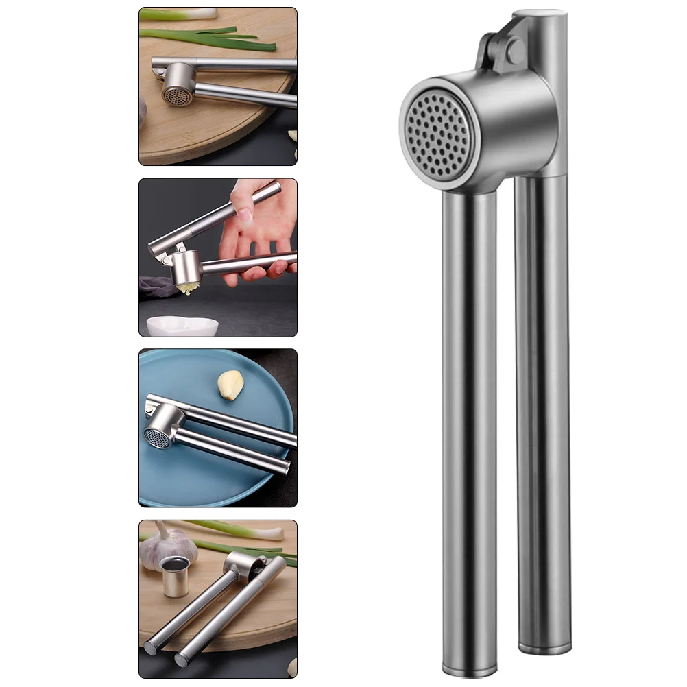 Presse-ail à Long manche en acier inoxydable, outil de cuisine robuste pour hachoir à ail, fabricant de purée, robot culinaire manuel