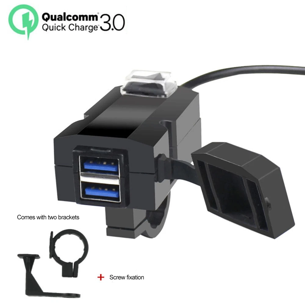 

Kebidumei Motorcycle USB Charger Quick Charge 3.0 Dual USB Motorcycle Phone Charger with Switch Waterproof Quick Disconnect