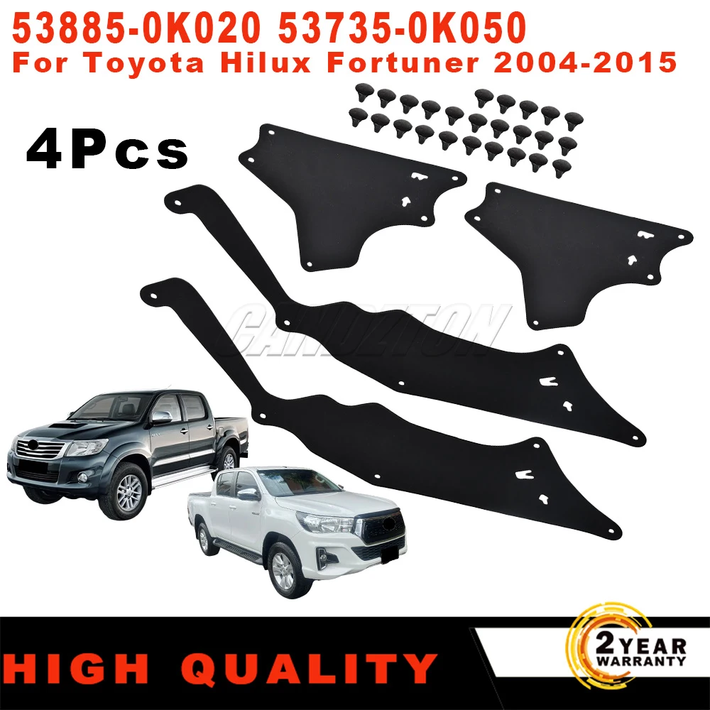 

4Pcs Front wheel shock absorber Splash Shield Fender For Toyota Hilux Fortuner 2004-2015 Car Accessories 53885-0K020 53735-0K050