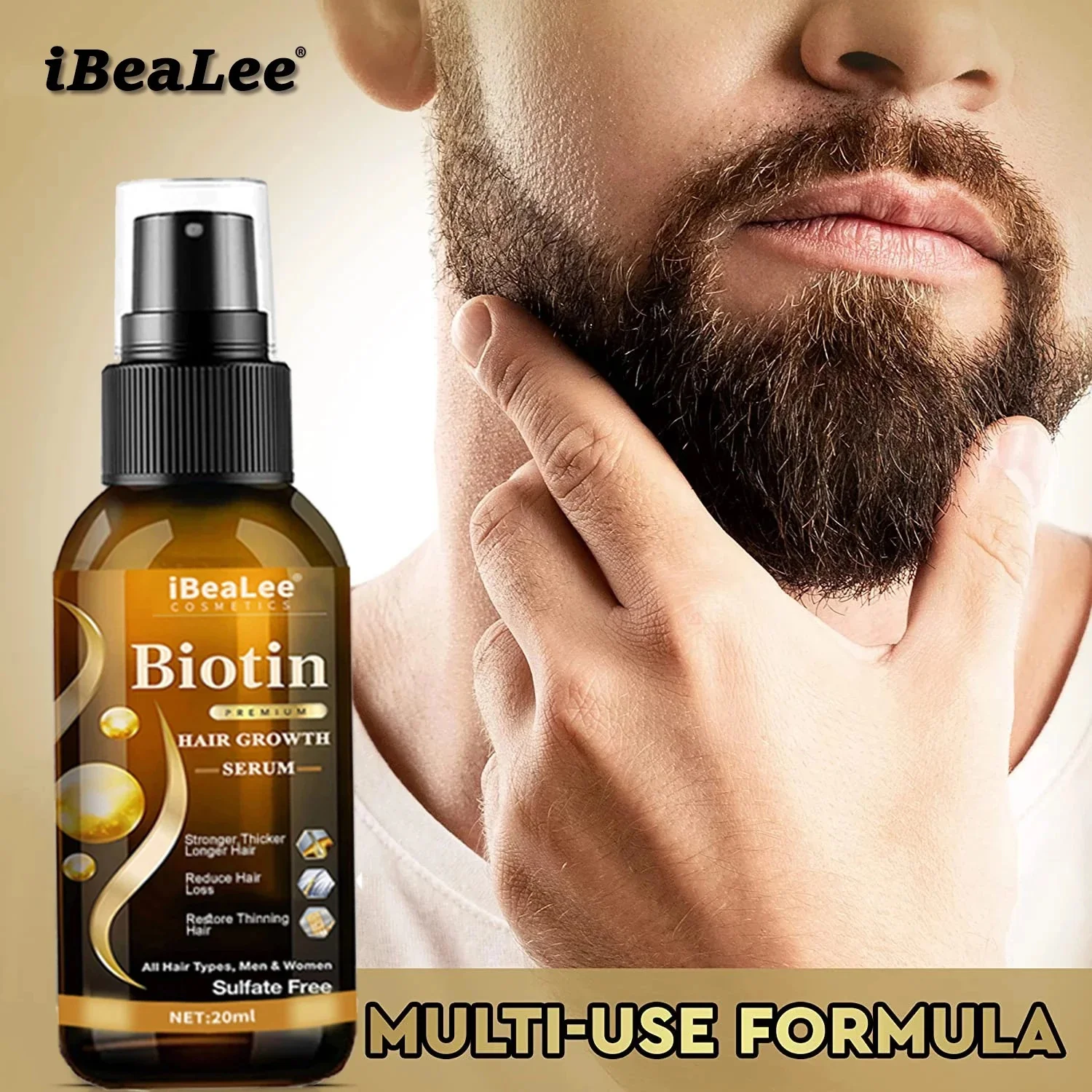 Biotin Hair Growth Serum Anti Hair Loss Products Fast Growing Prevent Dry Frizz Damaged Repair Treatment Scalp Beard Care Spray