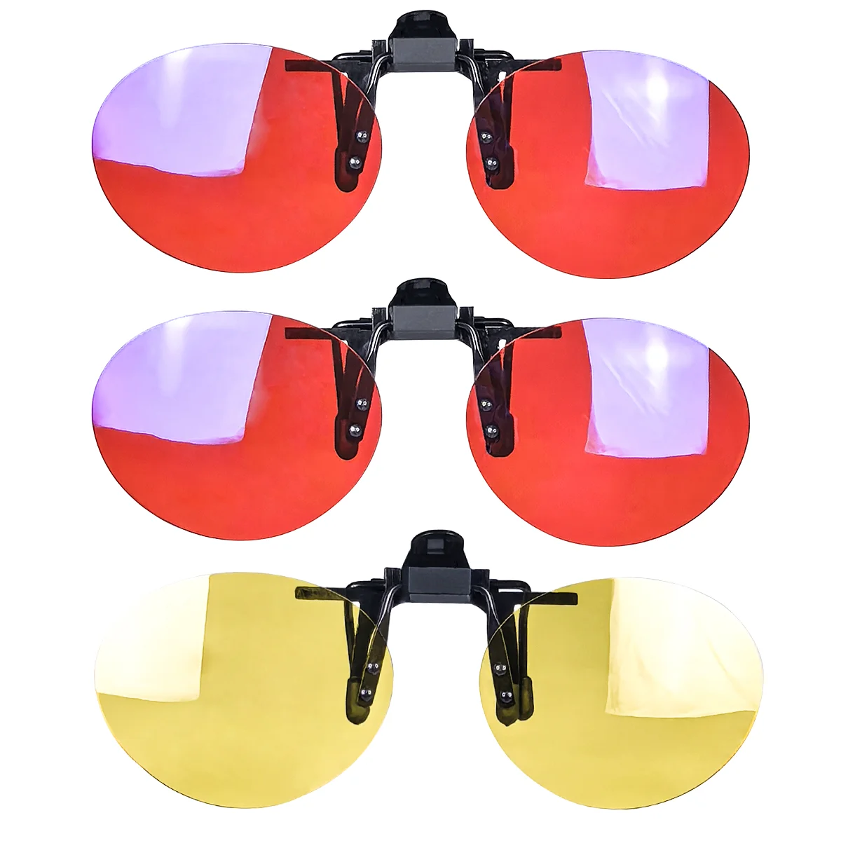 SHINU Rote Linsen-Clip-On-Brille zum Schlafen besser, runde orangefarbene Linse für Spiele oder Arbeiten, gelbe Linsen, Nachtsicht zum Fahren – Detail 29
