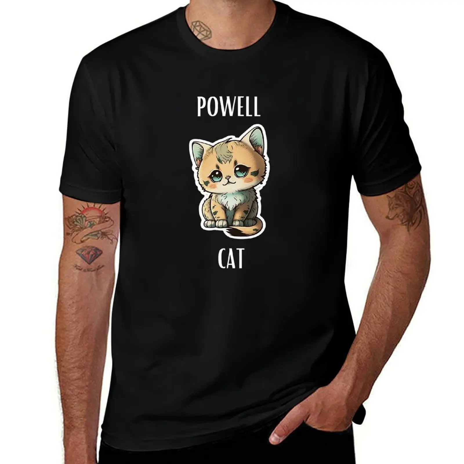 

Powell Cat: The Furry Cat You'll Love! T-Shirt Blouse heavyweights graphic shirts t shirt men 100℅ cotton