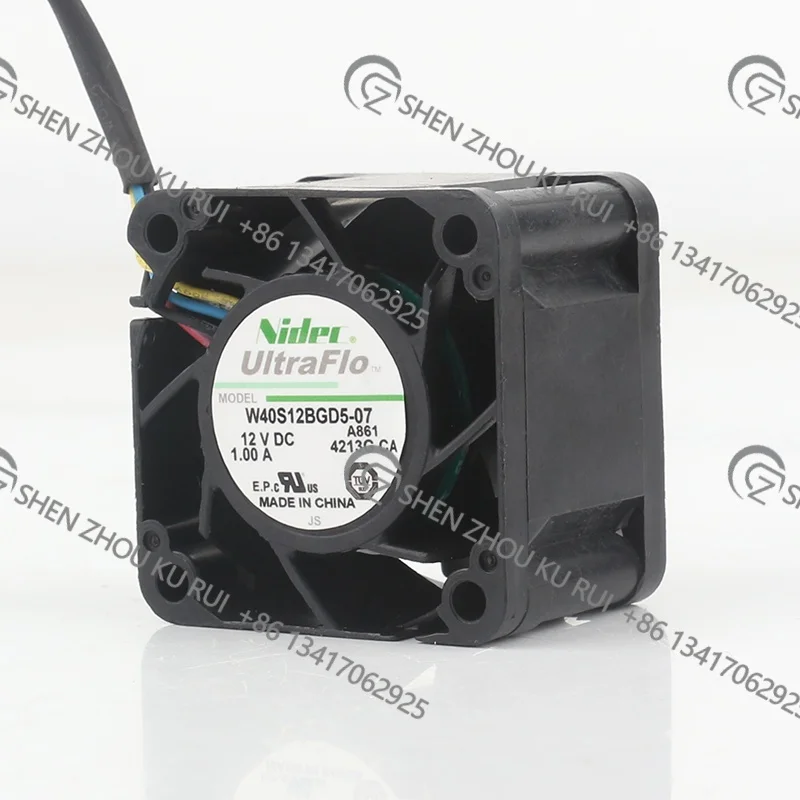 Original Nidec 5V 24V 48V DC 12V 1.00A W40S12BGD5-07 AC EC 4028 40X40X28MM 4CM violent High-speed server four-wire cooling fan