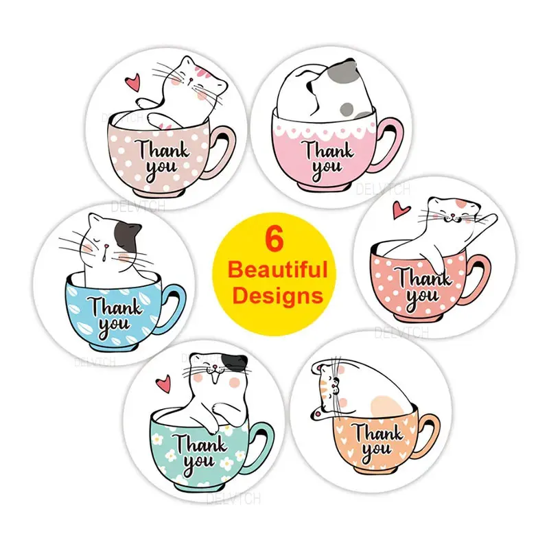 500Pcs/Roll Kawaii Cartoon Cat Children Stationery Sticker Label Student Motivational Encourage Reward Kids DIY Decoration Decal