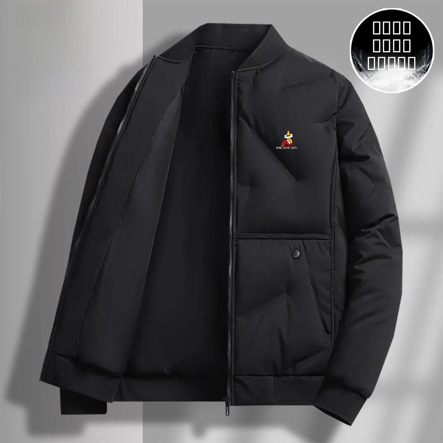 معطف بيسبول كاجوال للرجال من ort Thiened بياقة سفلية Jaet Winter Faion Urban Sle من ألياف البوليستر 00% معطف طاقة ملء