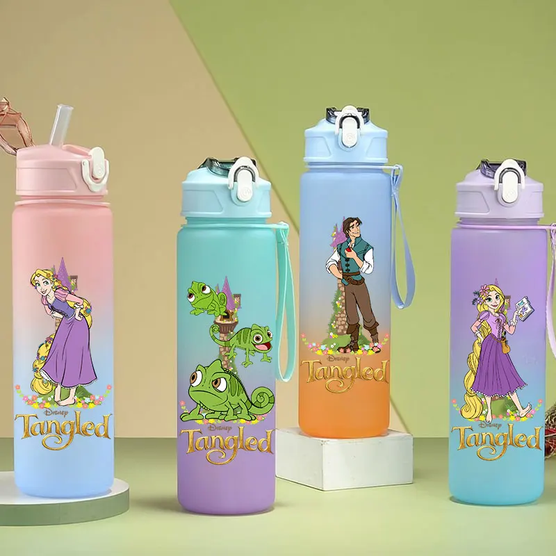 

750 мл для запутанной градиента, матовая соломенная чашка для воды, студенческая мультяшная веревка для кемпинга, портативный инструмент для питья, подарок на день рождения, Рапунцель