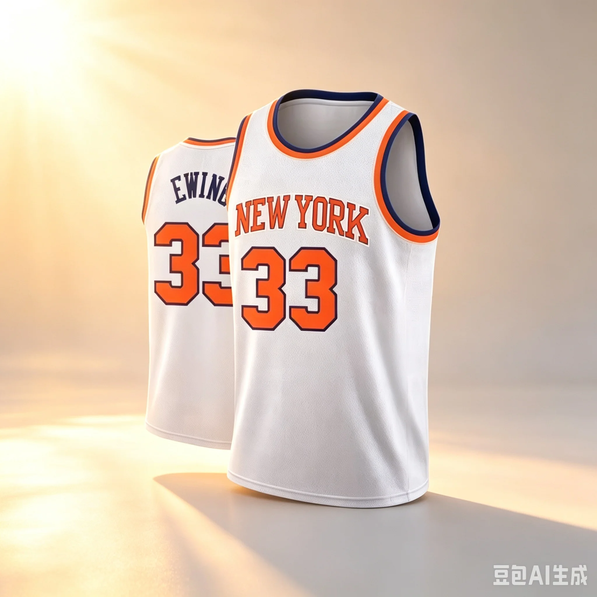 New York  Basketball Jersey - White with Orange & Blue Accents Basketball Fan Jersey Parent-child Outfit