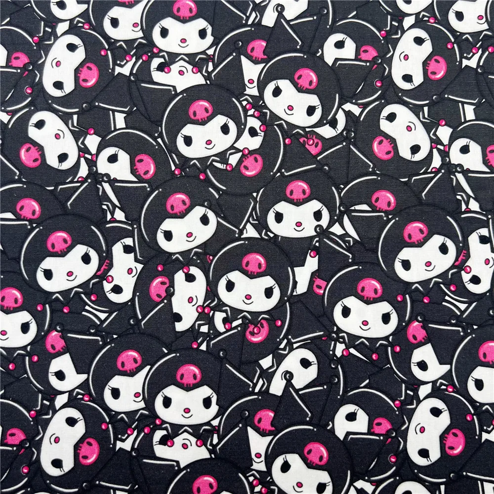 45x145cm Cartoon Stitch Kuromi poplin Cotton Fabric for Girl Skirt Clothes Home Textiles Cloth Cushion DIY Sewing Material