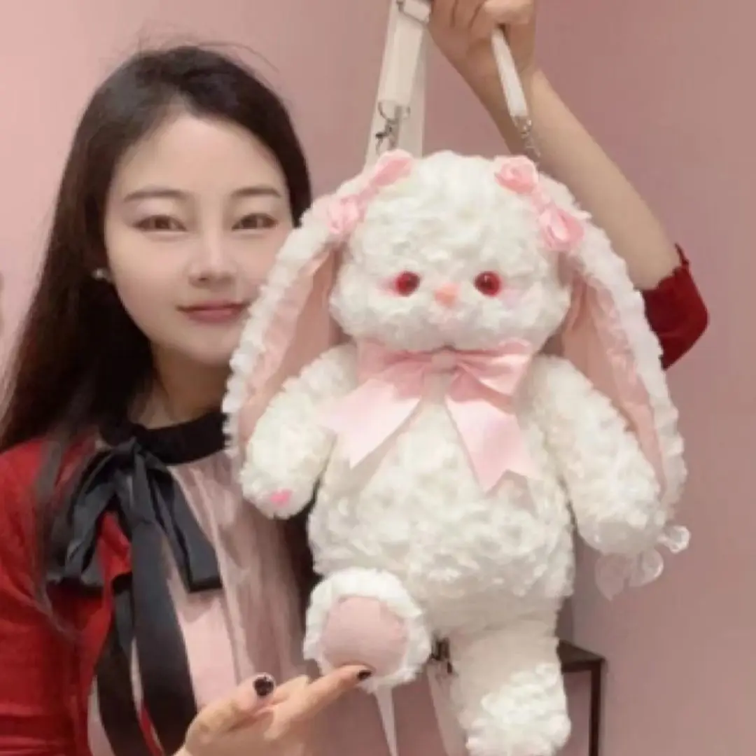 JIAERDI الحلو لطيف القوس أرنب على ظهره المرأة أفخم لينة لوليتا حقيبة كتف السيدات حالمة الكرتون شخصية Mochilas Mujer جديد