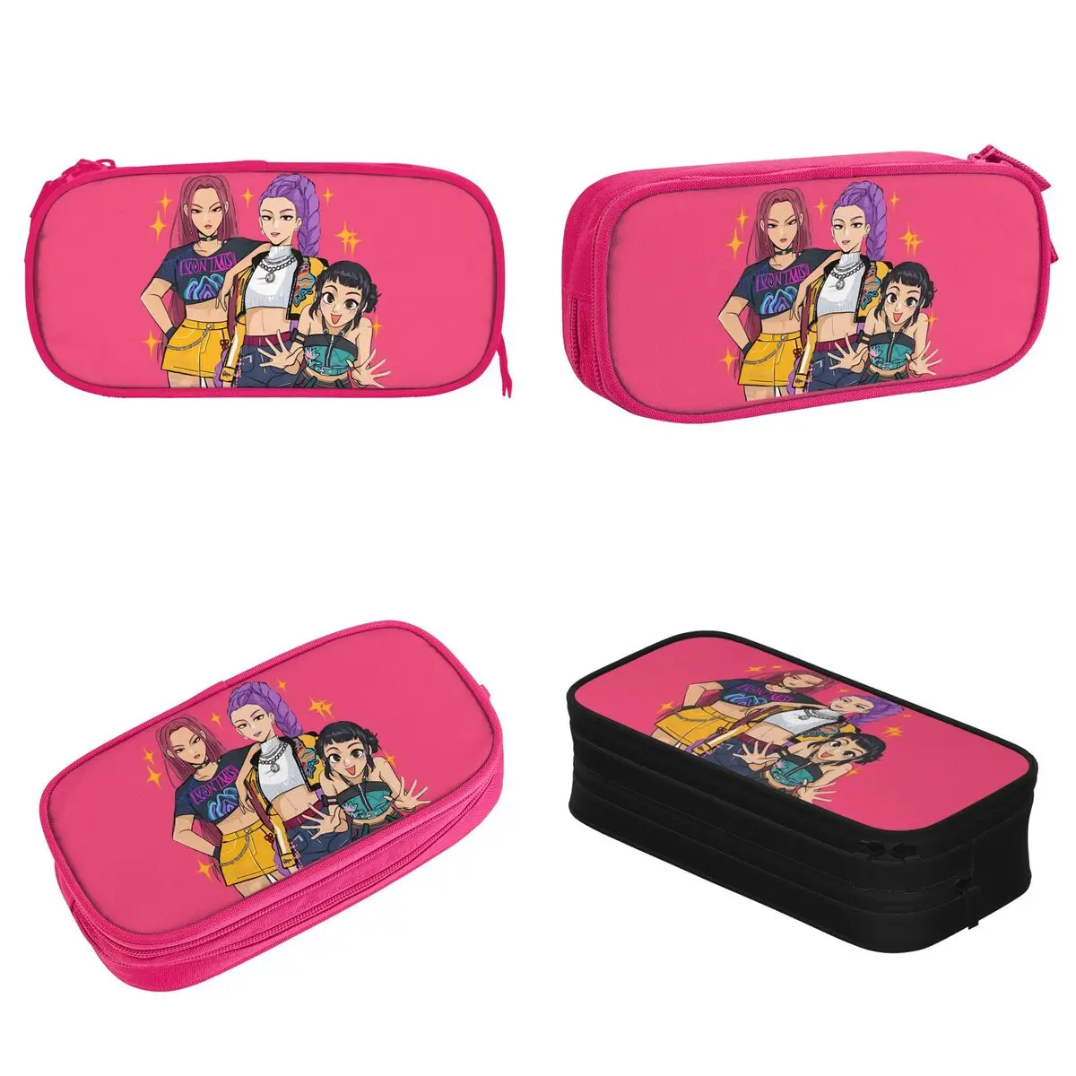 Huntrix Kpop شيطان الصيادين زوي رومي ميرا مقلمة قلم رصاص أكياس طالب سعة كبيرة اللوازم المدرسية سستة pencelcases