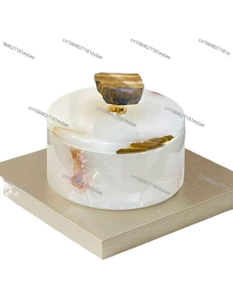 Light Luxury Natural Jade Storage Jar Decorative Box for Bedroom Dresser Jewelry Organizer Home Decor