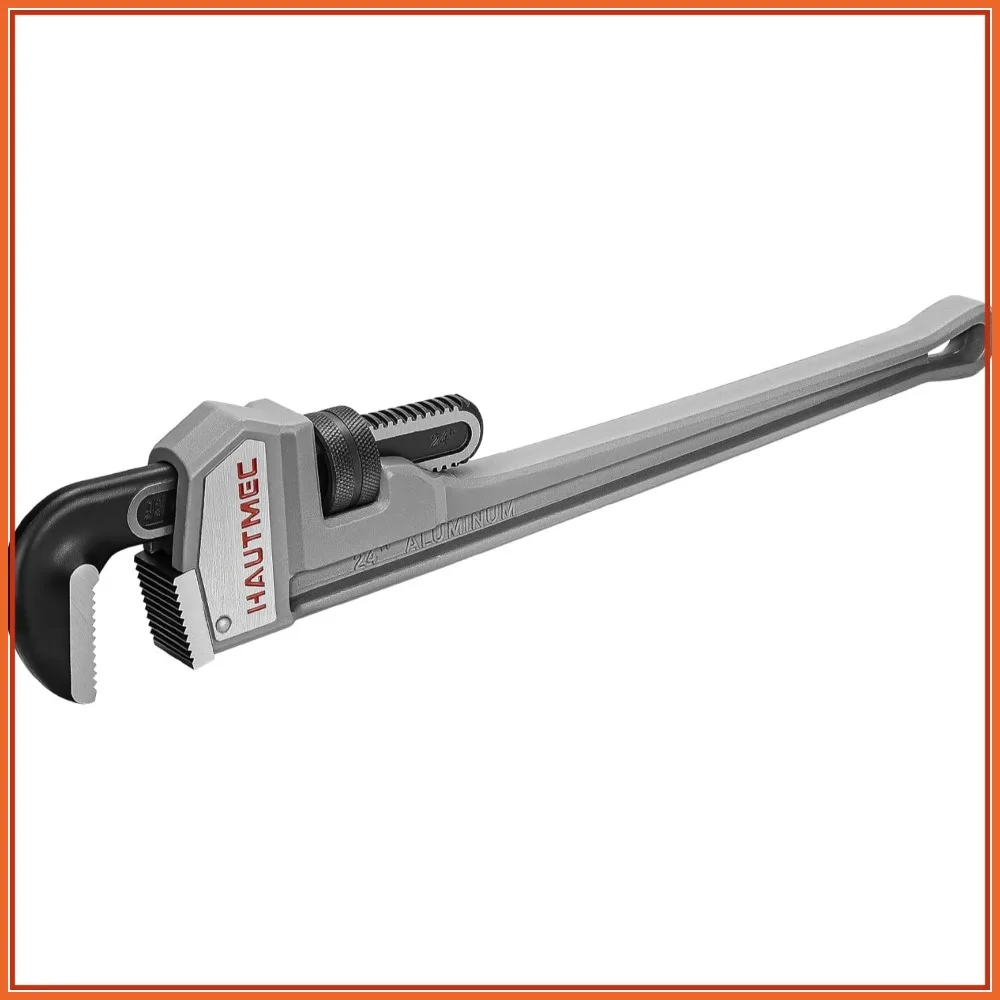 

24 Inch Heavy Duty Aluminum Straight Pipe Wrench, Adjustable Plumbing Wrench with 3" Jaw Capacity for Pipes, Tees, Ball Valves