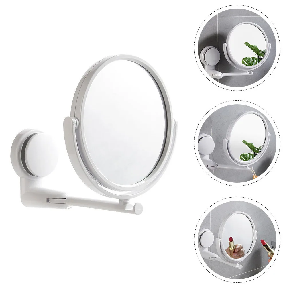 Creative Suction Cup Wall-Mounted Makeup Mirror Simple Style Bathroom Hanging Vanity Mirror Adjustable Position High Definition