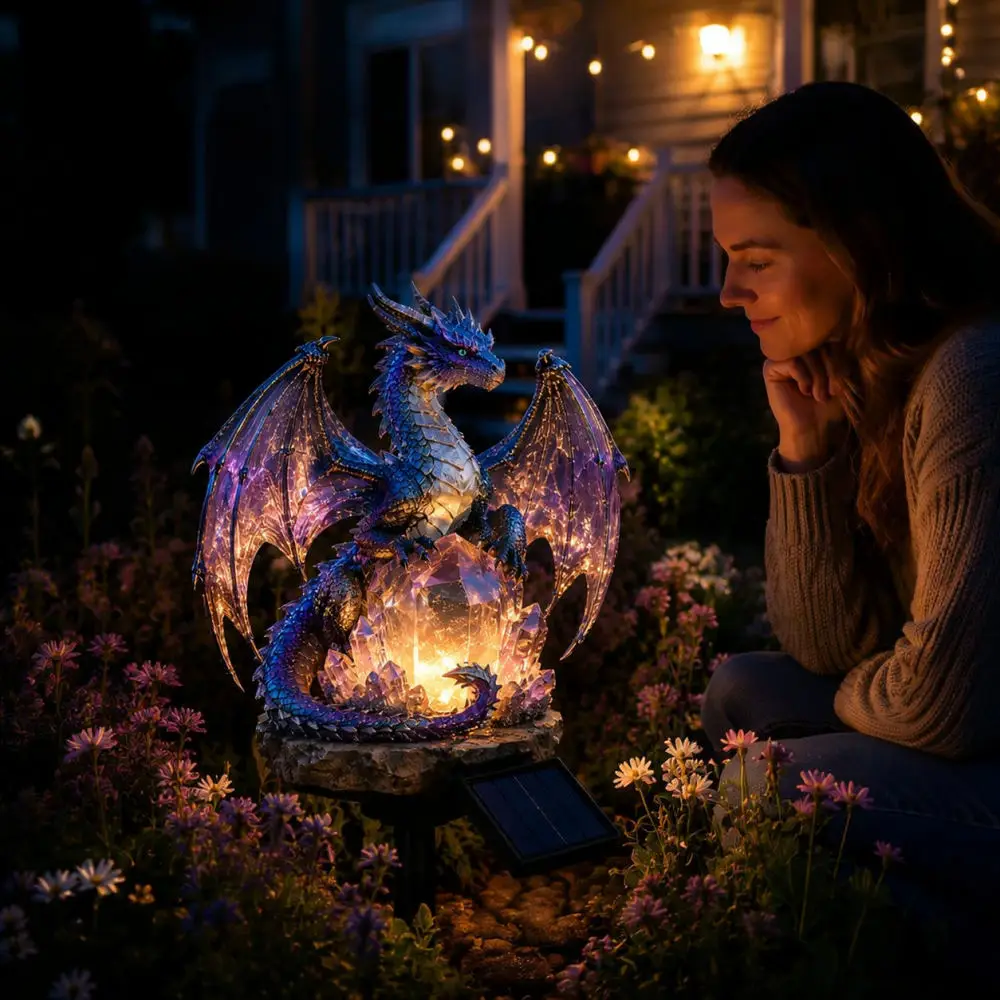 Outdoor Solar Dragon Crystal Garden Light Waterproof Path Lamp Decorative Led Landscape Lighting For Yard Lawn Decor