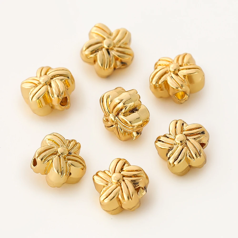 

10/20pcs 14K 18K Gold Plated Brass Spacer Flat Flower Beads For Bracelet Jewelry Making DIY Accessories Bead Separators Findings