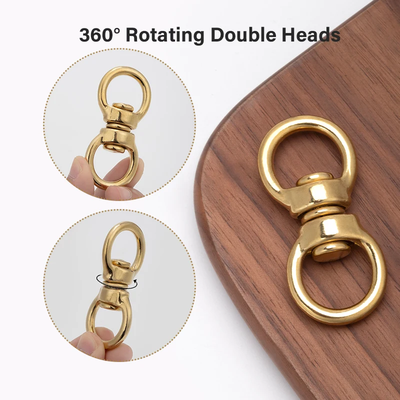 WUTA 1pc Solid Brass Swivel Eye Rotating Connector 8 Shape for Wallet Round Ring Brass Buckle Leather Craft Hardware Accessories