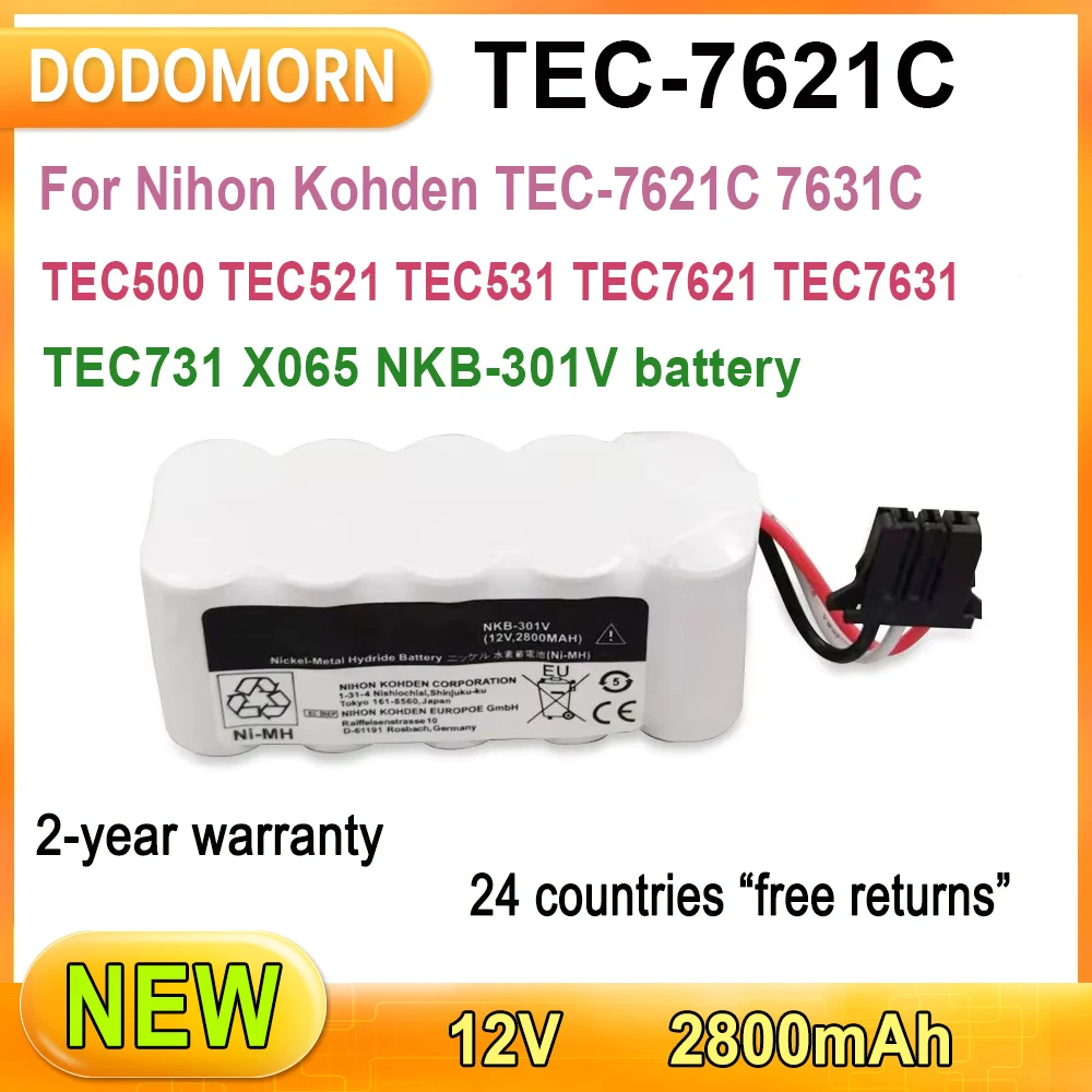 New TEC-7621C Battery For Nihon Kohden TEC-7621C 7631C TEC500 TEC521 TEC531 TEC7621 TEC7631 TEC731 X065 NKB-301V 12V 2800mAh