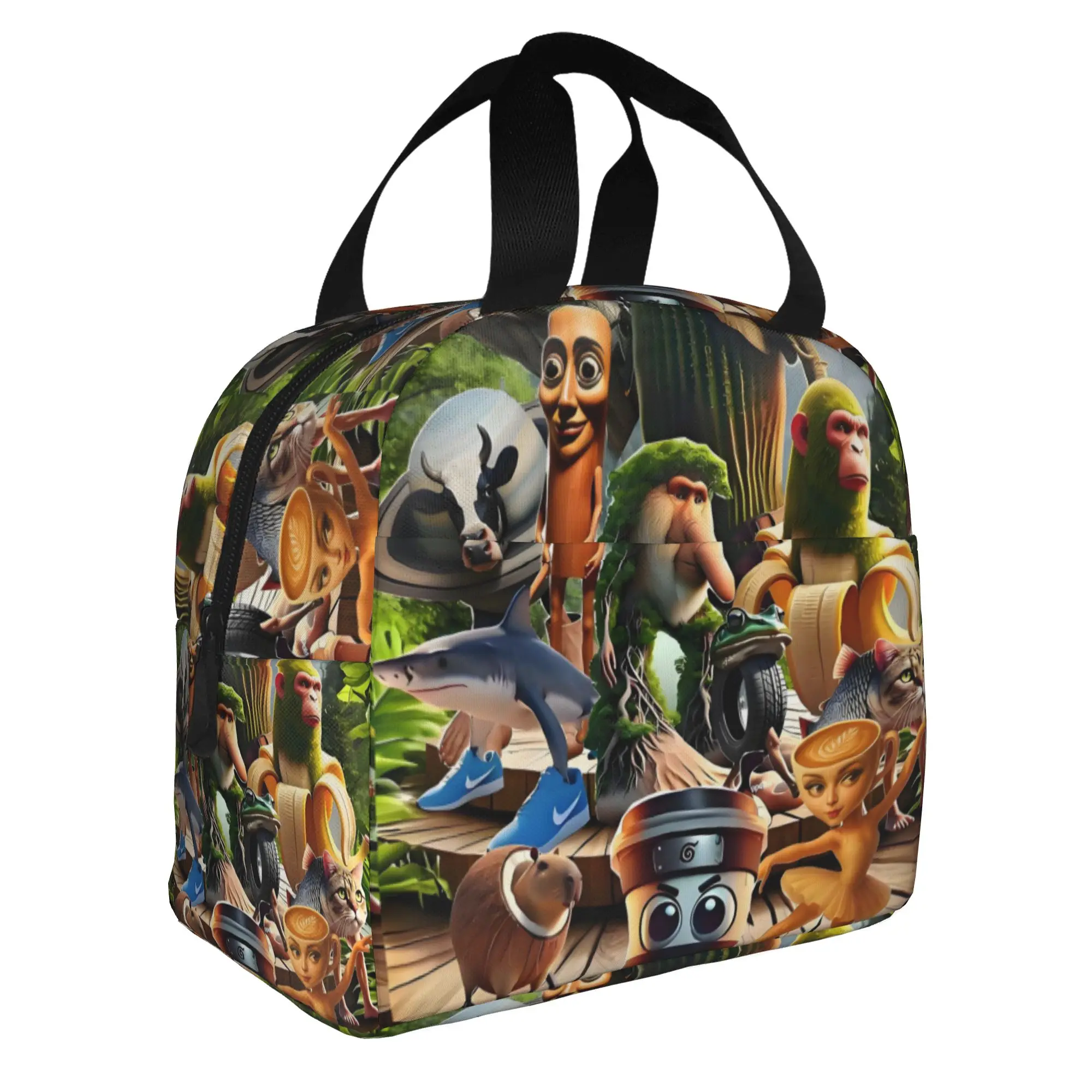 Custom Tung Tung Tung Sahur Insulated Lunch Bag for Work School ltalian Brainrot Meme Portable Thermal Cooler Lunch Box
