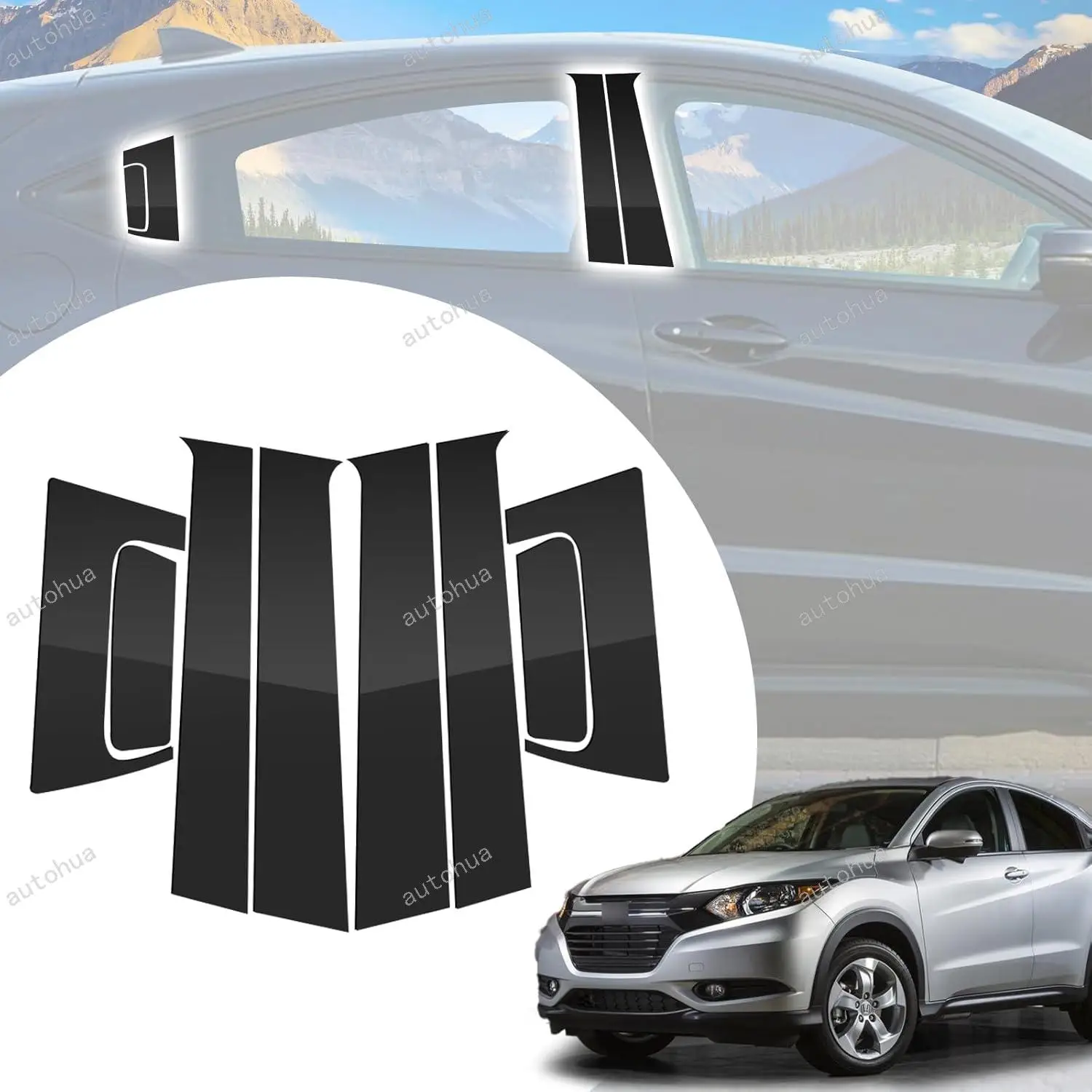 

Door Pillar Post Trim for Honda HRV 2016-2022 Side Door Pillar Anti Scratch Glossy PC Stickers Cover Moldings 6-pcs