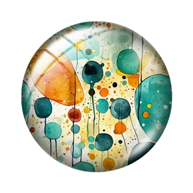 Abstract Seamless Watercolor Shapes  10 Pcs 12mm/16mm/18mm/20mm/25mm/30mm Round Photo Glass Cabochon Demo Flat Back Makings