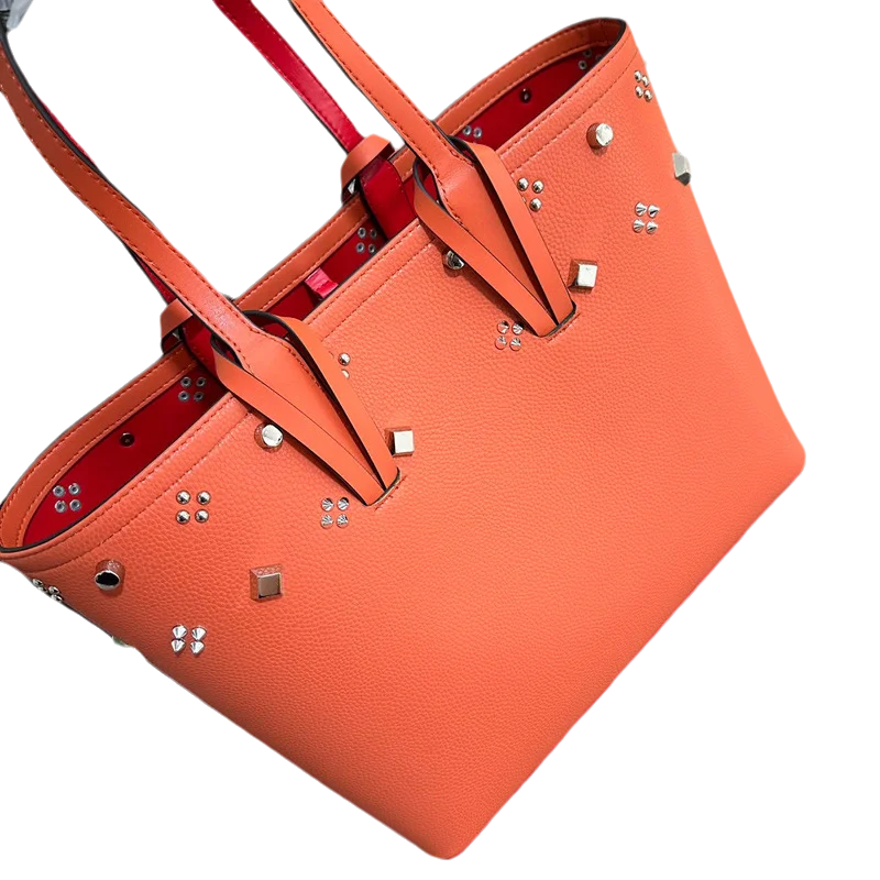 حقيبة يد نسائية فاخرة بحزام جلدي، حقائب سفر، متعددة الاستخدامات، حقيبة يد ذات سعة كبيرة، حقيبة برتقالية كلاسيكية للأعمال #6