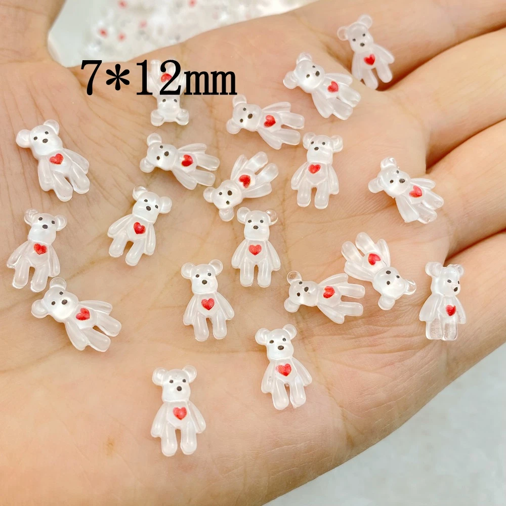 50Pcs Mixed Nail Art Resin Cartoon The Little Bear of Love Designer Charms strass artigianato fai da te per gioielli decorazioni 3D per unghie