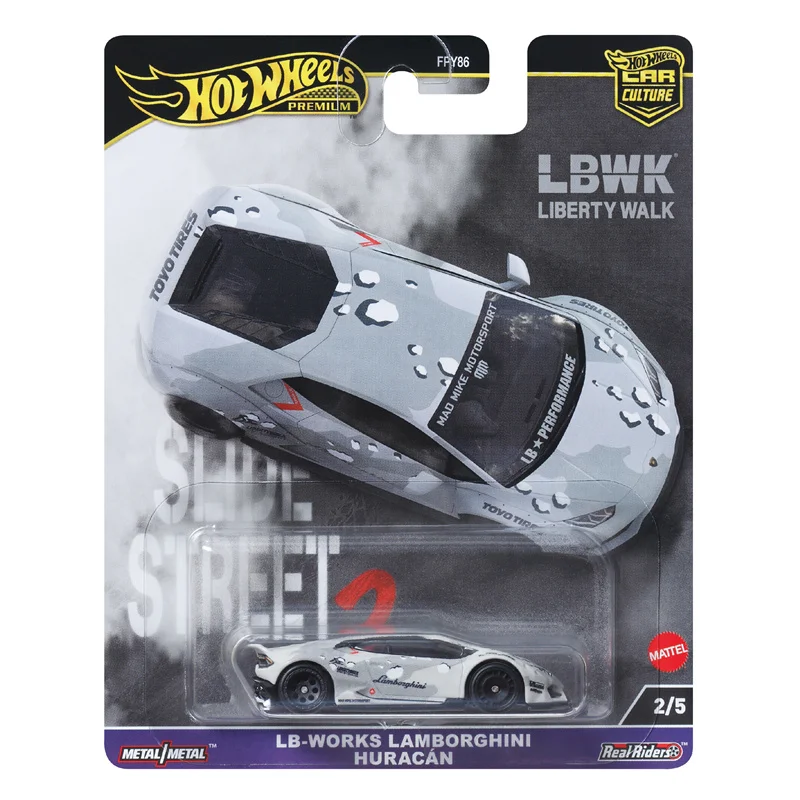 Oficjalny Hot Wheels Premium Car Culture Slide Street 2 Zabawki Chłopcy 1/64 Diecast LB WORKS Lamborghini Huracan Modele pojazdów Prezent