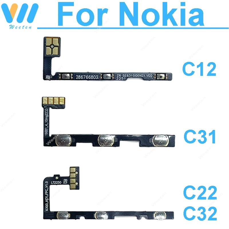 For Nokia C12 C22 C32 C31 C21Plus ON OFF Power Side Key Volume Up Down Control Side Button Flex Cable Ribbon Replacement Parts