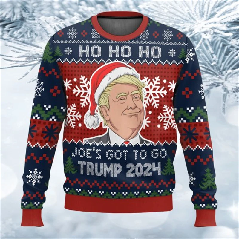 Ugly Christmas Sweater Women Man Funny 3D Printed Sweatshirts Men Trump Supporter Trump Christmas Gift Pullover Men\'s Clothing