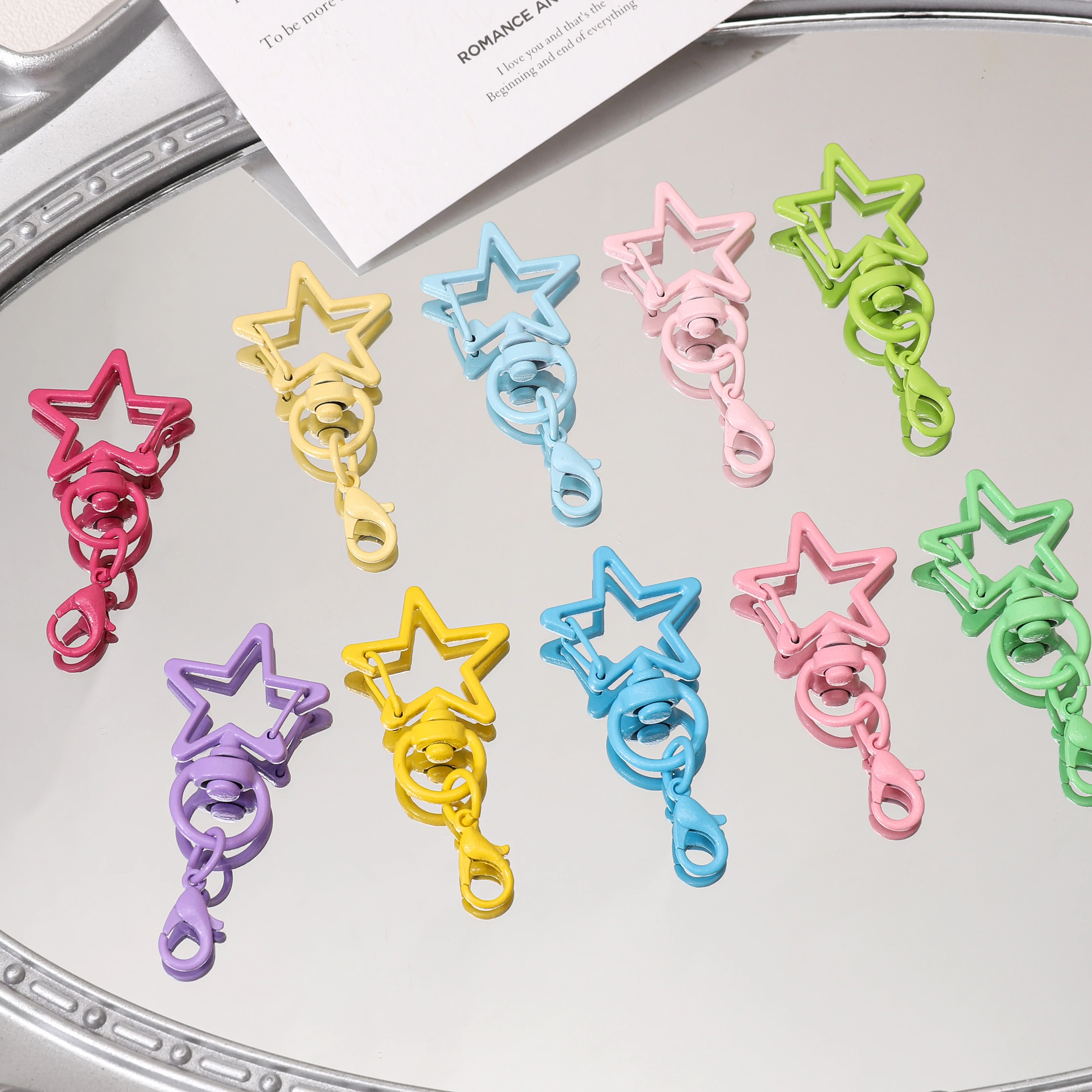 2/5Pcs 50mm Alloy Pentagram Lobster Clasp Metal Star Shape Keychain Perler Beads Pendants For Jewelry DIY Making Accessories
