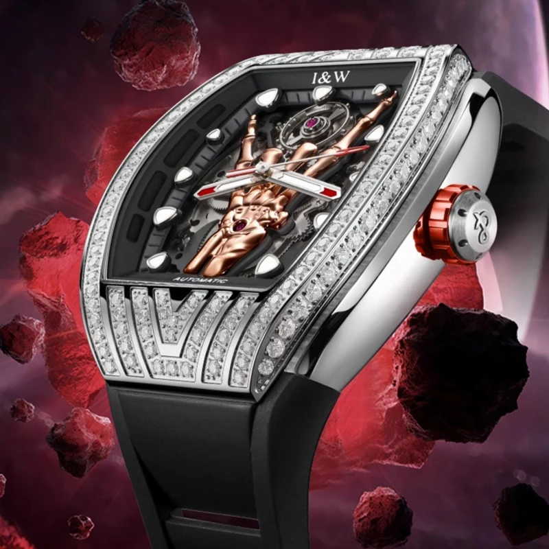 Carnival Brand  I&W High-End Series Sports Rubber Mechanical Watch Men Waterproof Luminous Luxury Imported Movement Mens Watches