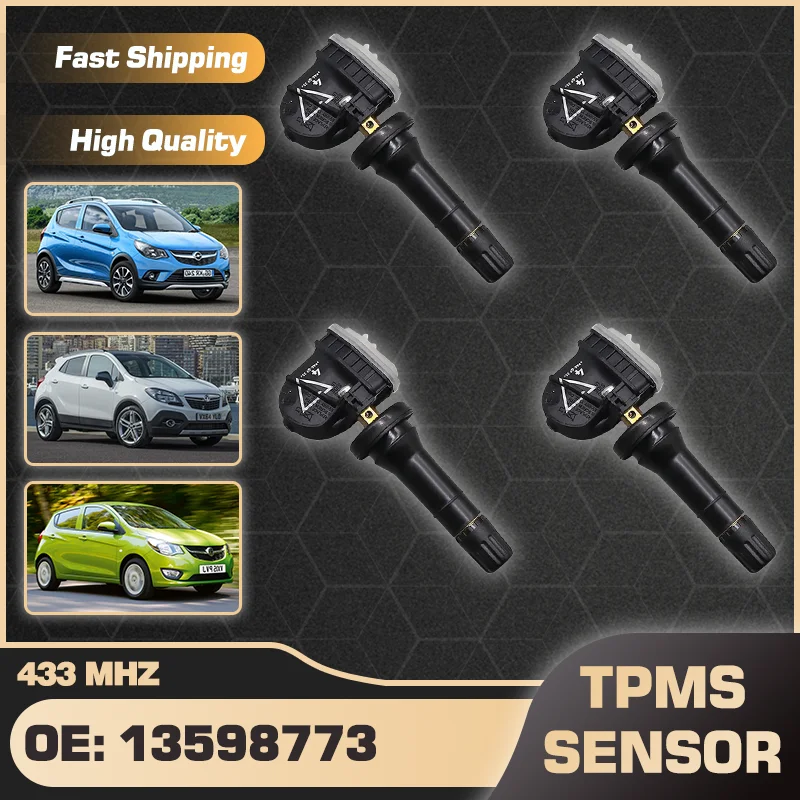 

1/4PCS Tire Pressure Sensor For Opel/Vauxhall Karl Mokka Viva 2015 2016 2017 2018 2019 2020 13598773 13516165 13522631 433 MHz