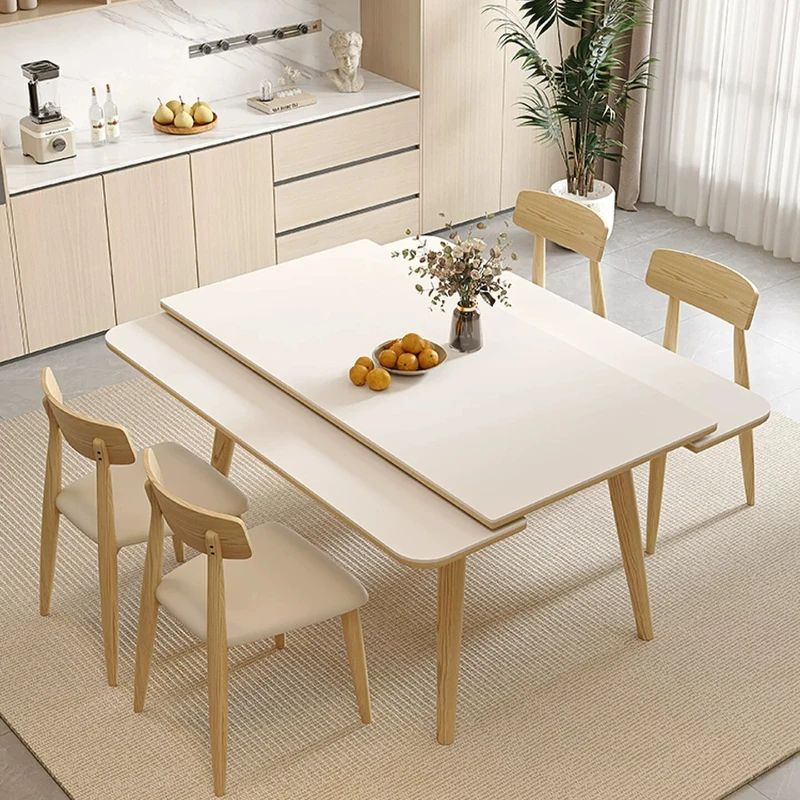 Mesa de comedor extensible italiana, mesa de comedor plegable de lujo impermeable para cocina, mesa de comedor para hostelería, accesorios para el hogar