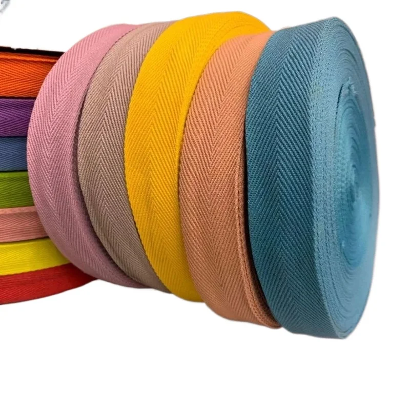 

100yards/Lot 2.2cm Twill Ribbons for Crafts Diy Tape Edging Polyester Cotton Herringbone Bag Belt