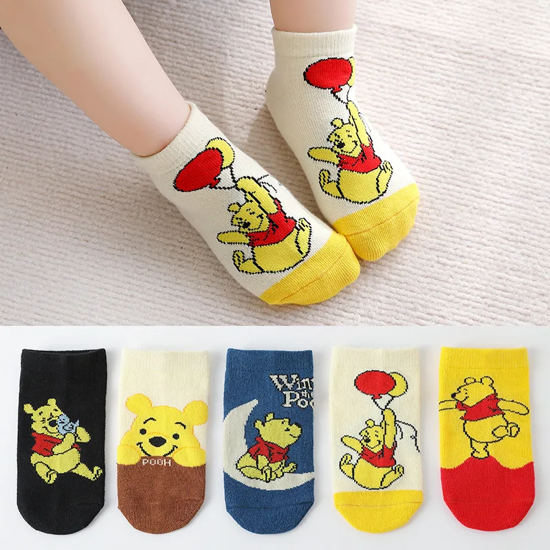 5 Pairs Disney Kids Short Socks Cartoon Cute Children\'s Cotton Boy\'s Socks Mickey Mouse Girl\'s Socks Summer Soft Breathable Sock