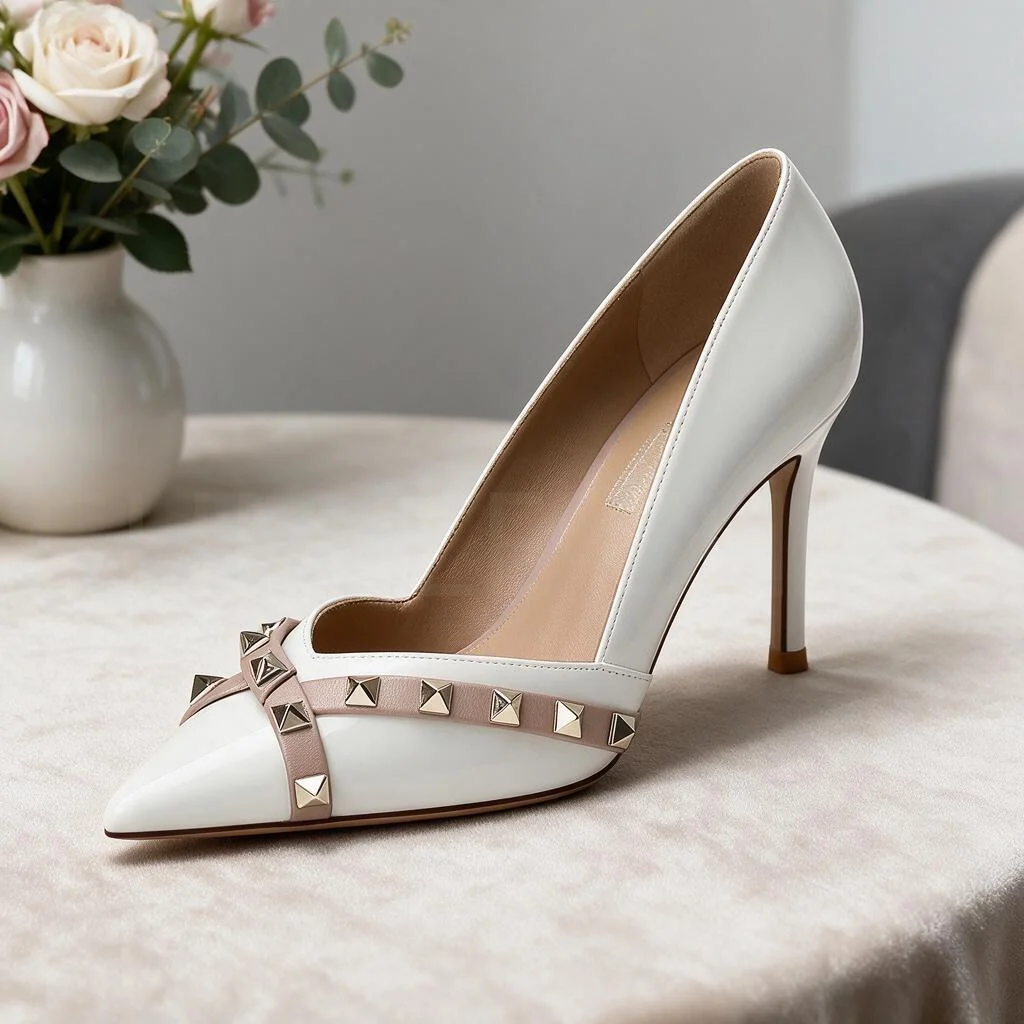 【Measure Your Feet Length Before Order】Rivets Luxry Designer Women Elegant Pumps Pointy Toe Stiletto High Heel Shoes 120-CHC-33