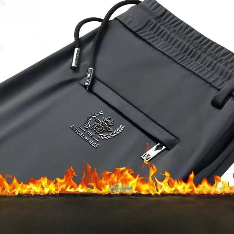 

Новинка 2025 года, мужские повседневные прямые брюки со свободной талией, зимняя верхняя одежда, теплая модная одежда для папы, универсальная одежда для среднего и старшего возраста...