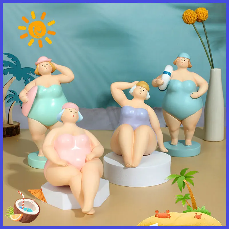 Fun New Beach Woman Ornament Seductive Fat Woman Creative Ornament Living Room Home Desktop Decoration Small Ornament
