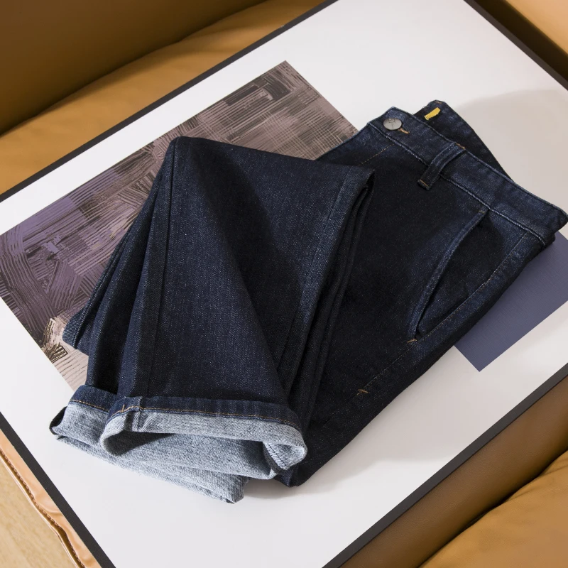 

Comfortable Elastic Faded Jeans Cotton Stretch Denim mid Low Waist Zipper Closure Faion Urban Sle Casual Long Pants