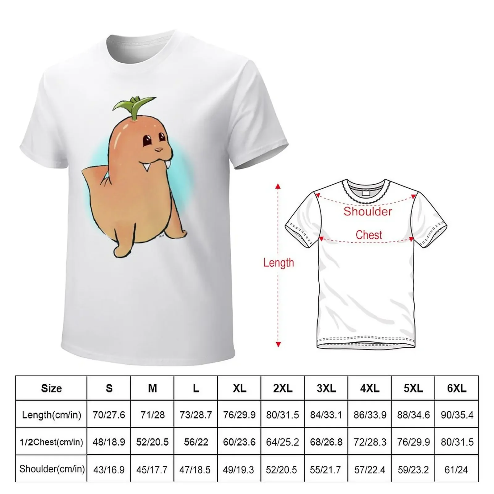 Citrus Walrus print 2 T-Shirt for a boy shirts graphic tees Aesthetic clothing heavy weight t shirts for men