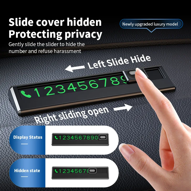 

Universal Magnetic Luminous Glow In Dark Durable Car Temporary Parking Phone Number Plate Easy Install Auto Accessories