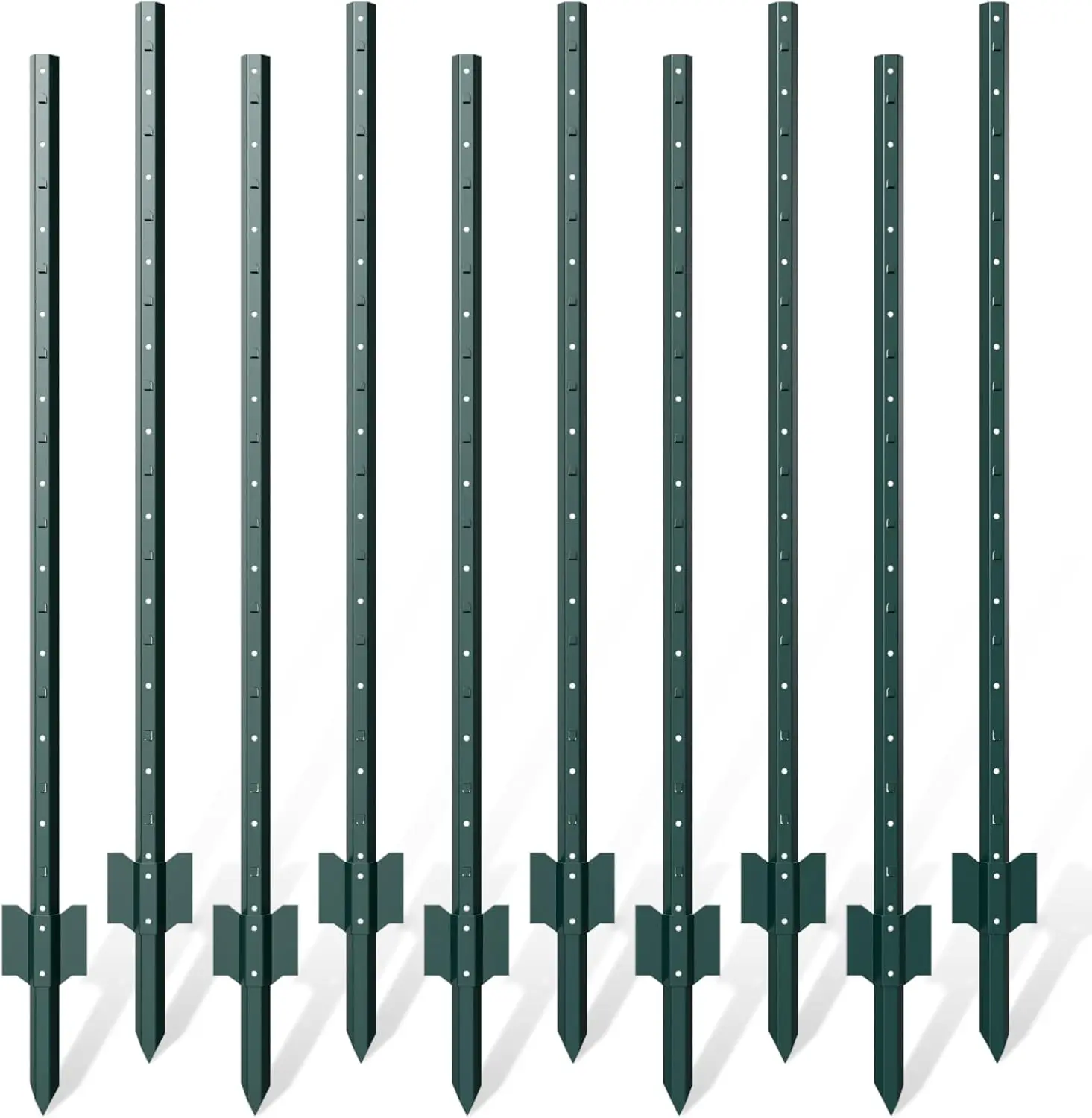 

10 Pack Metal Fence Post, 6 Feet Heavy Duty Garden with U-Post, No Dig Garden Fence Stakes for Temporary Fencing, Corner Anchor