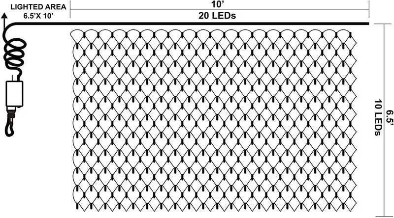 Guirnalda de luces LED de malla para exteriores, 6x4m, jardín, vacaciones, fiesta, boda, hadas, árboles, arbustos, valla, decoración de pared