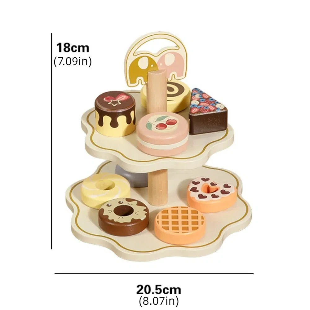 Houten Afternoon Tea Set Speelgoed Vroege Educatieve Simulatie Theeservies Speelspeelgoed DIY Miniatuur Gemonteerd Fantasiespel Keukenset