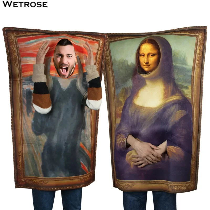 【Wetrose】In Stock Mona Lisa Cosplay Mona Lisa Mona Lisa Costume The Joconde The Scream Skrik Full Set Funny Halloween Outfit